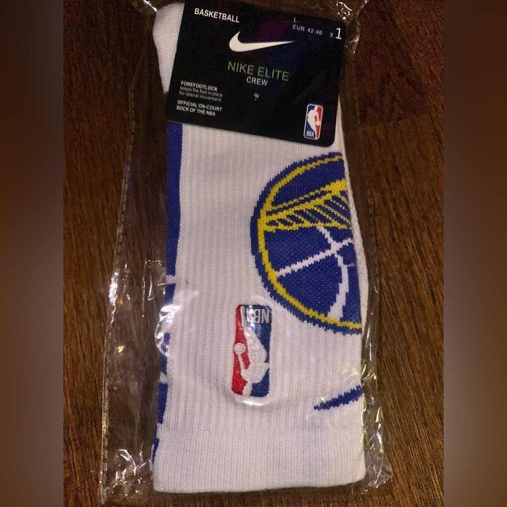 Nike Elite NBA Crew Socks – Golden State Warriors Yellow/White/Blue – Size Large